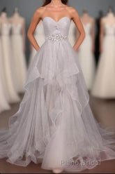 2024 Custom Made Silver Sweetheart Beading Layered Sleeveless Pegeant Formal Prom Dresses